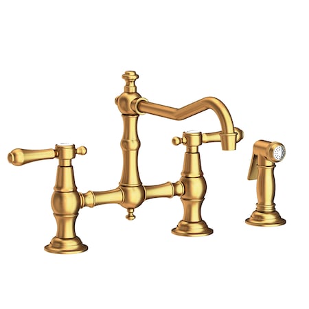 Newport Brass Kitchen Bridge Faucet With Side Spray in Satin Gold (Pvd) 9462-24S
